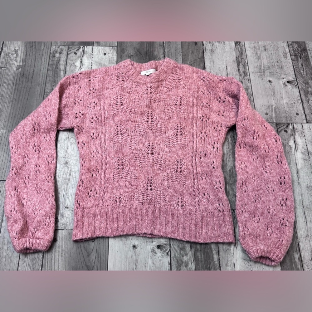 Joie Bubble Sleeve Jumper Medium Pink Knit Women's Sweater Small